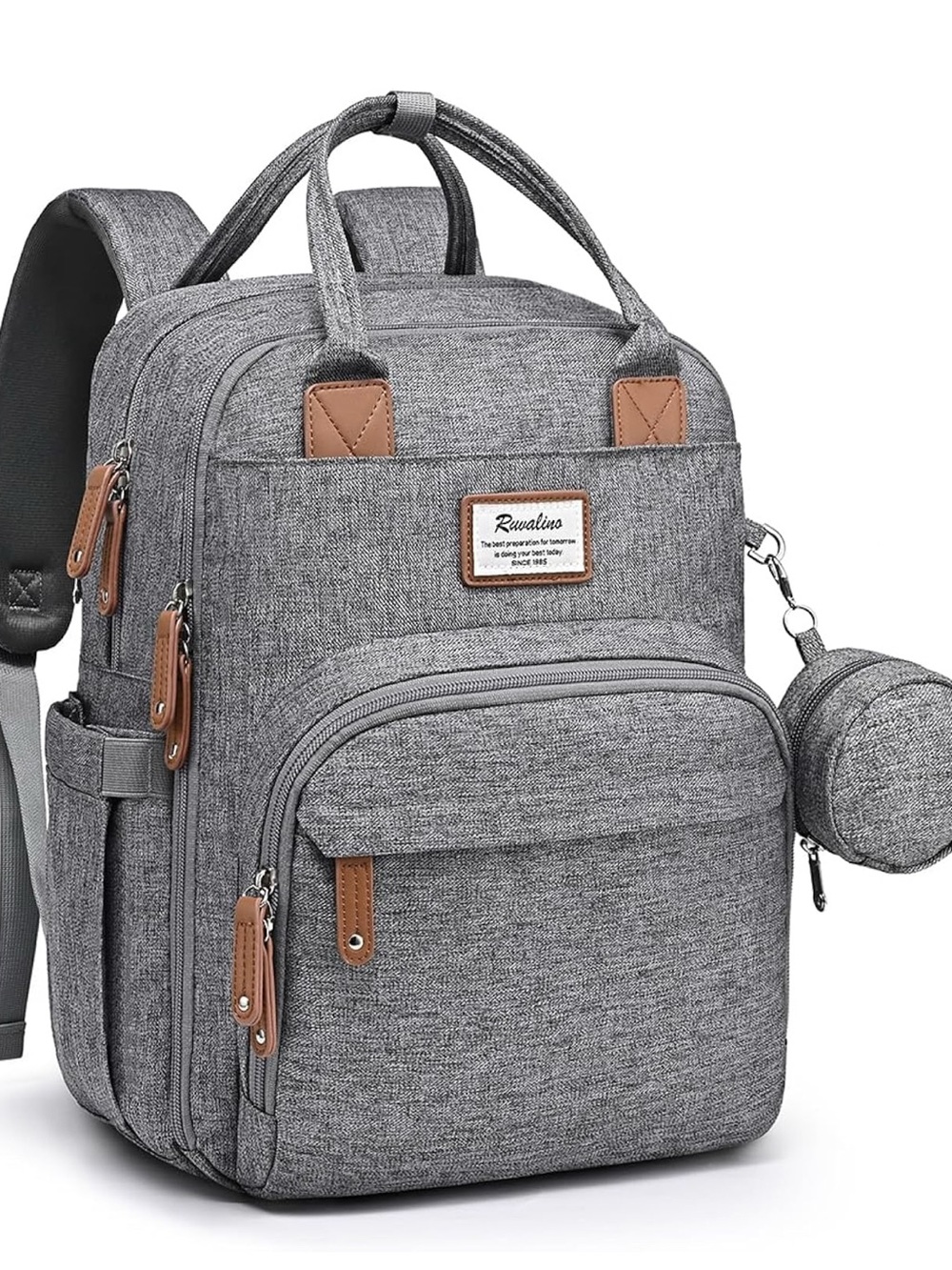 Baby Bag Backpack- Gray-SUPER VERSATILE- RUVALINO Diaper Bag Backpack NEW